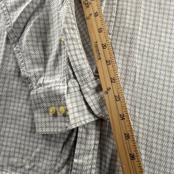 Etro Milano Italy Size 42 Button Up Shirt Long Sleeve Blue White Check Woven - Picture 8 of 14